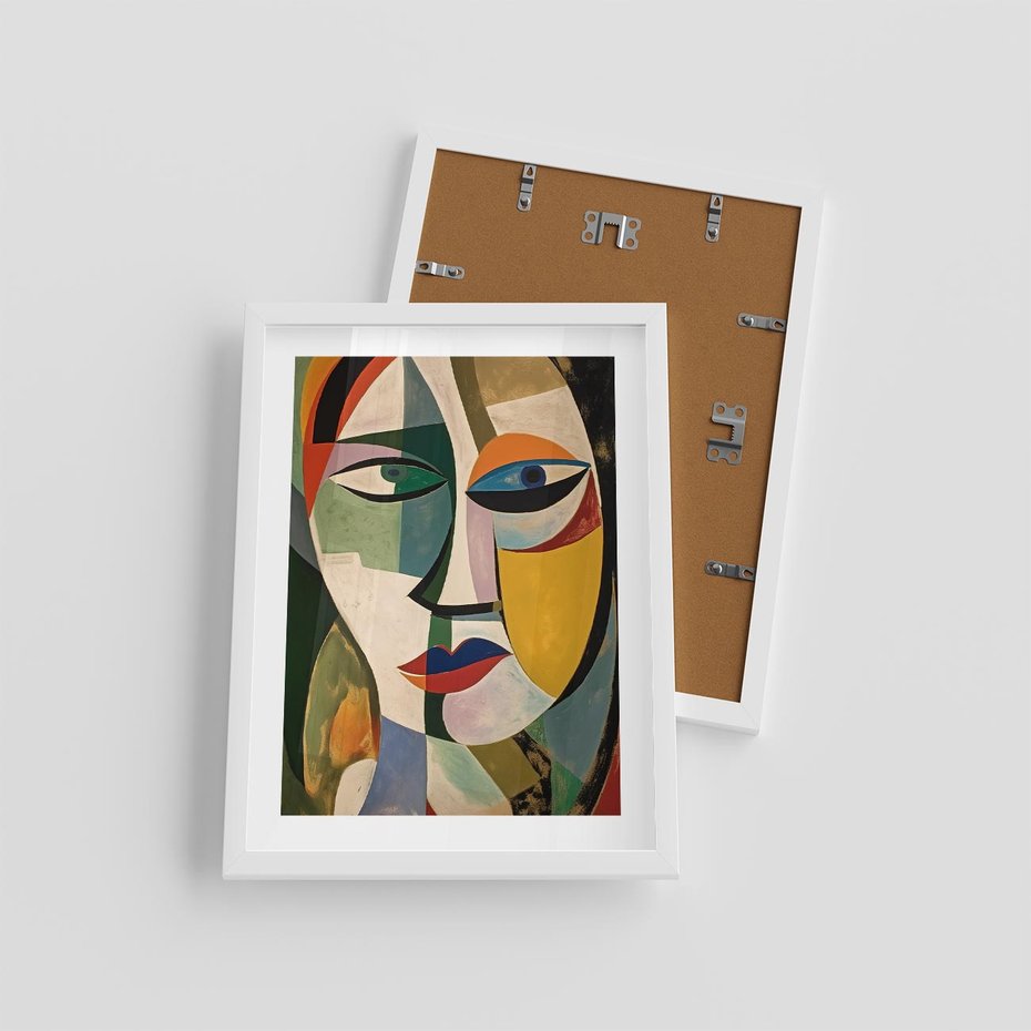 Plakat w ramie 30x40 - Kolorowe Dziwne Wyobrażenia - abstrakcyjny obraz, olejny - rama biała