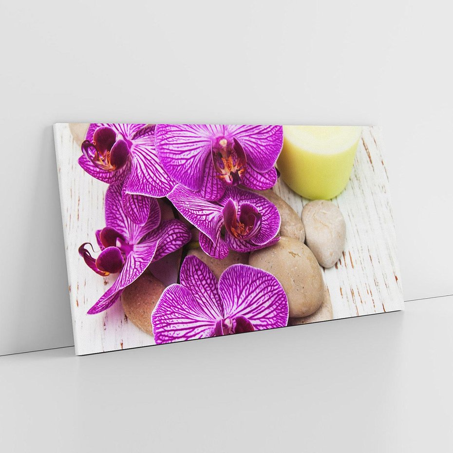 Obraz na płótnie 100x50 - Relaksujące spa w otoczeniu orchidei - spa, świece