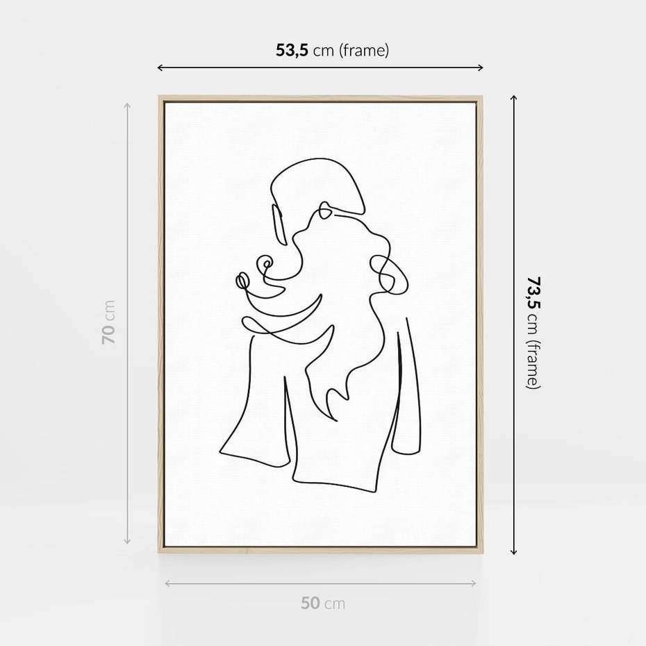 Obraz w ramie 50x70 - Zaklęte Linie - szkic kobiety, jedną linia - rama drewno