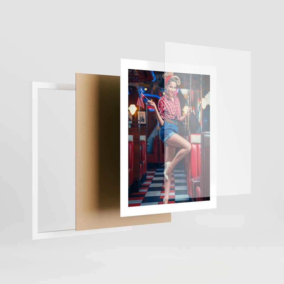 Plakat w ramie 40x50 - Czas Wstecz - retro, restauracja - rama biała