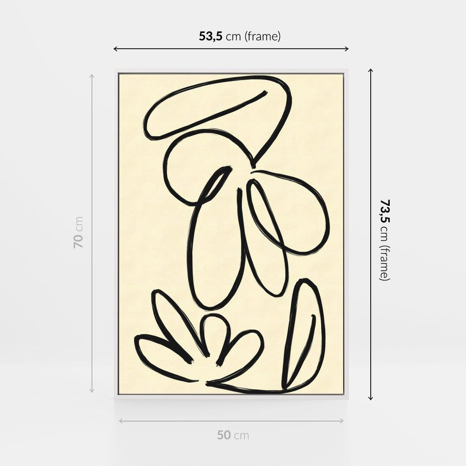 Obraz w ramie 50x70 - Złamane Granice - abstrakcyjna sztuka, przypominająca kwiat - rama biała