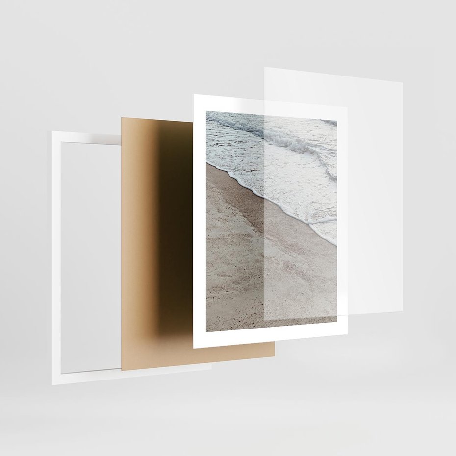 Plakat w ramie 40x50 - Brzeg Morza: Malownicza Plaża i Fale - morze, plaża - rama biała