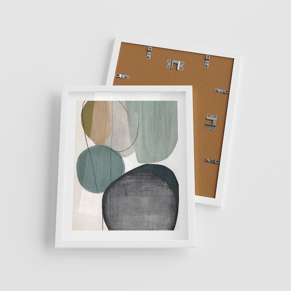 Plakat w ramie 40x50 - Plama za Plamą - abstrakcyjny obraz olejny, plamy - rama biała