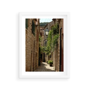 Plakat w ramie 40x50 - Urokliwa włoska uliczka - włoska, uliczka - rama biała