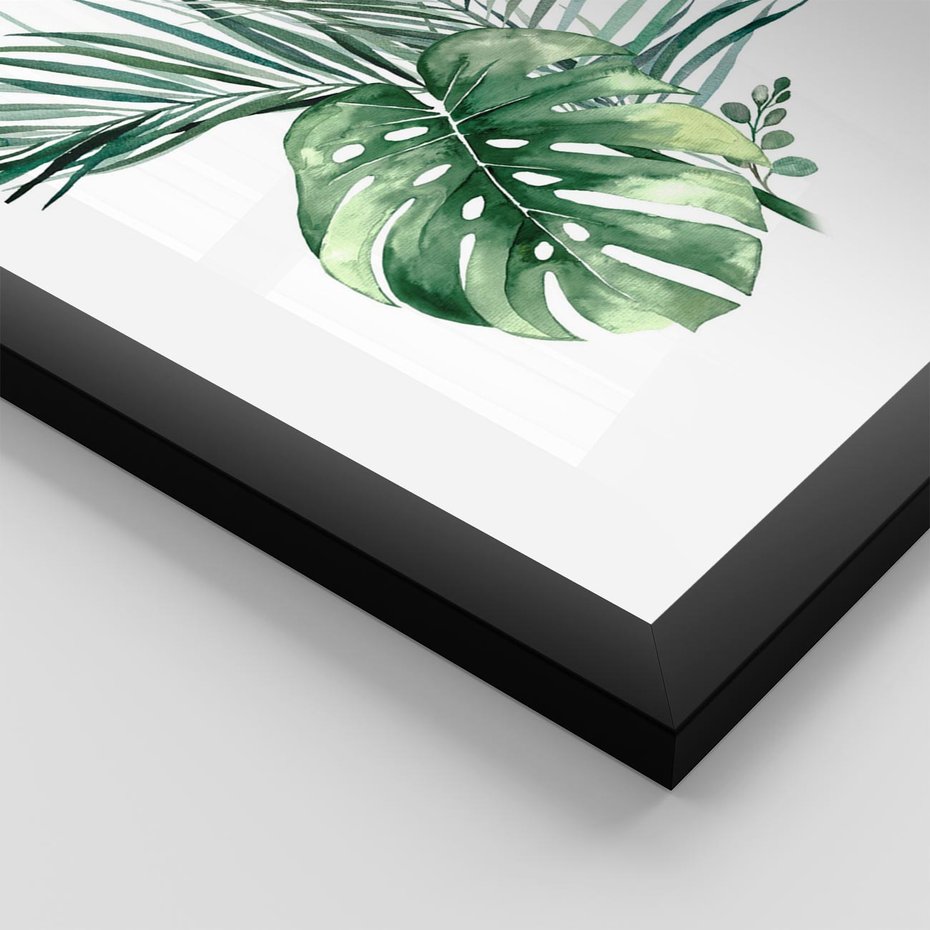 Plakat w ramie 50x70 - Przyjemność Złotej Natury - złote, liście - rama czarna