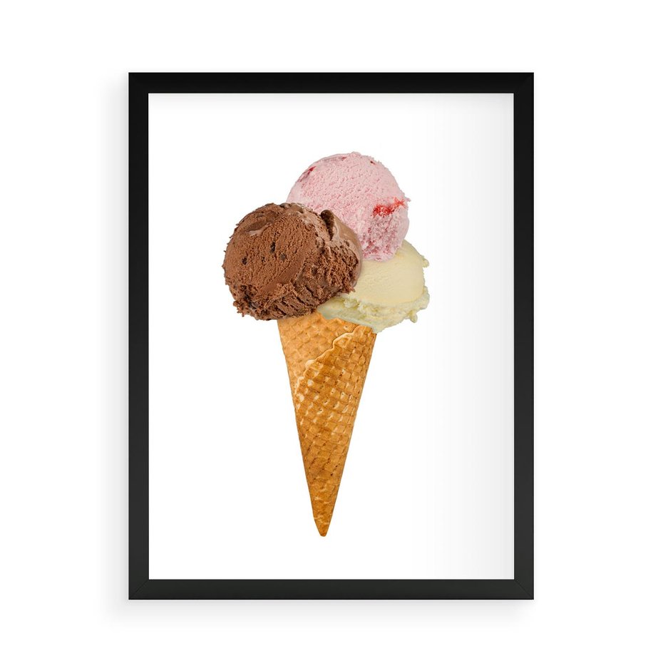 Plakat w ramie 50x70 - Slodki Raj Lodziarni - lody, deser - rama czarna