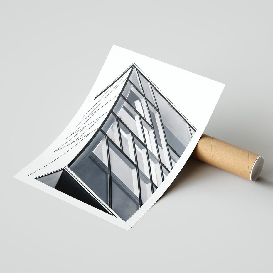 Plakat bez ramy 21x30 - Architektura Przyszłości: Czarno-Białe Ujęcie - nowoczesna architektura, czarno białe zdjęcie