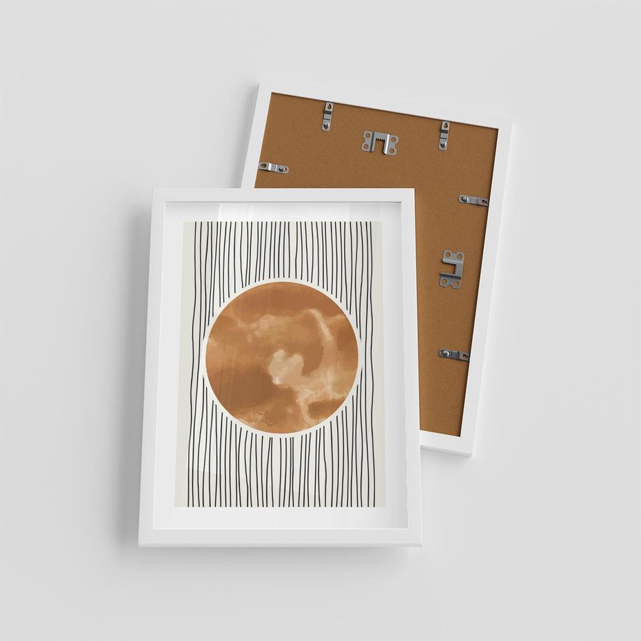 Plakat w ramie 30x40 - Eteryczne Krągłe Echa - boho obraz, geometria - rama biała