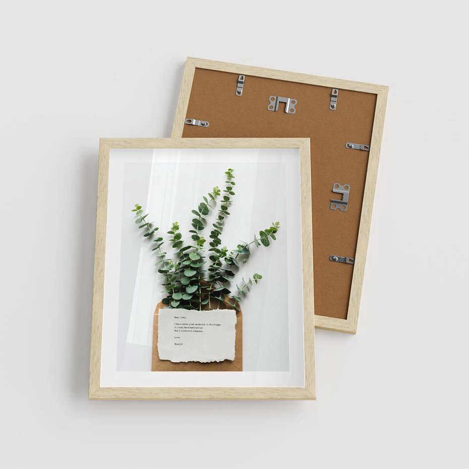 Plakat w ramie 40x50 - Eukaliptusowa harmonia - eukaliptus, liście - rama drewno