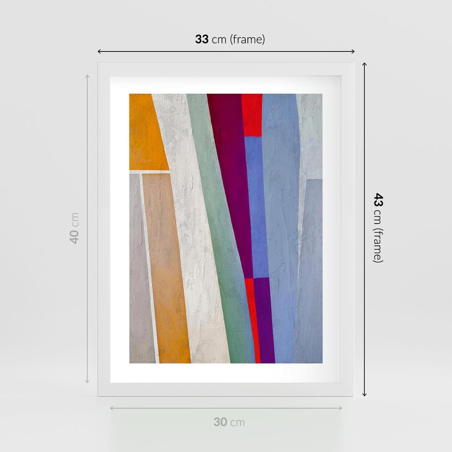 Plakat w ramie 30x40 - Księga Ukrytych Odbić - abstrakcyjne dziwne kształty, olejny obraz - rama biała