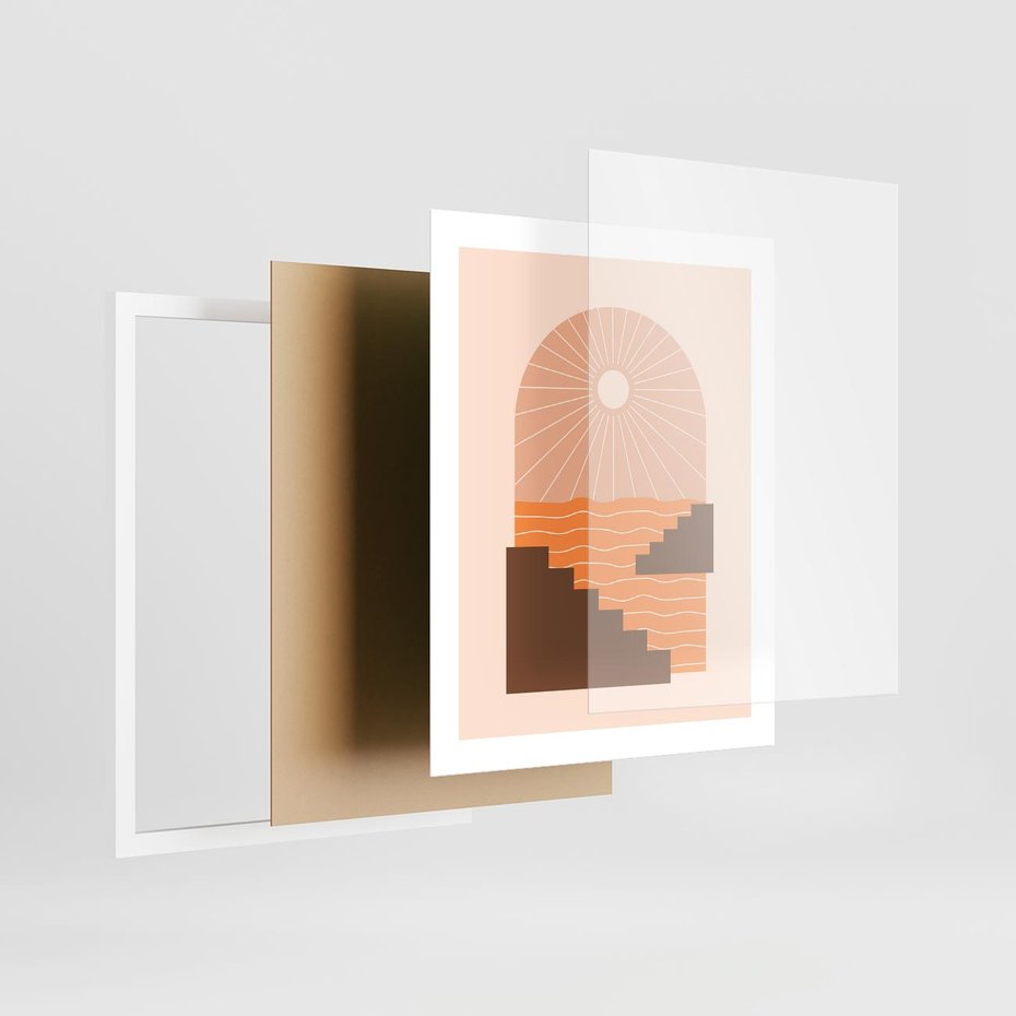 Plakat w ramie 40x50 - Słoneczne Inspiracje w Stylu Boho - boho grafika, słońce - rama biała