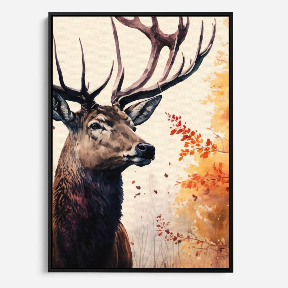 Obraz w ramie 50x70 - Jesienny Monarcha Lasu - grafika komputerowa, na podstawie obrazu - rama czarna