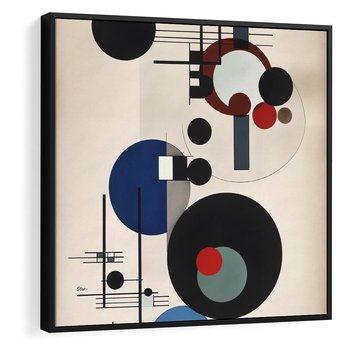 Obraz w ramie 50x50 - Rozkwitające Wibracje Wyobraźni - abstrakcyjna geometryczna kompozycja, koła linie - rama czarna