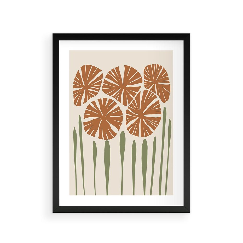 Plakat w ramie 30x40 - Akwarelowe Echa Przyrody - kwiaty, nowoczesny plakat - rama czarna