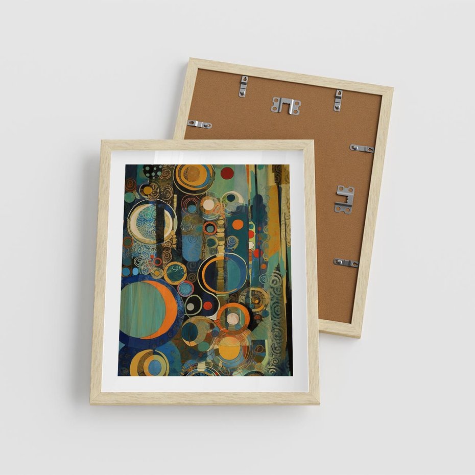 Plakat w ramie 40x50 - Wibracje Wymyślnych Form - abstrakcyjny obraz, mnogość kolorów - rama drewno