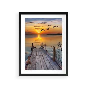 Plakat w ramie 50x70 - Magia zachodu słońca - zachód, słońca - rama czarna