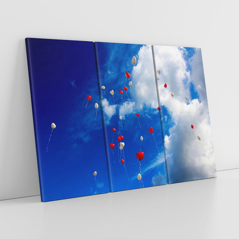 Obraz na płótnie 120x80 - Balony - Serca na niebie - balony, serca