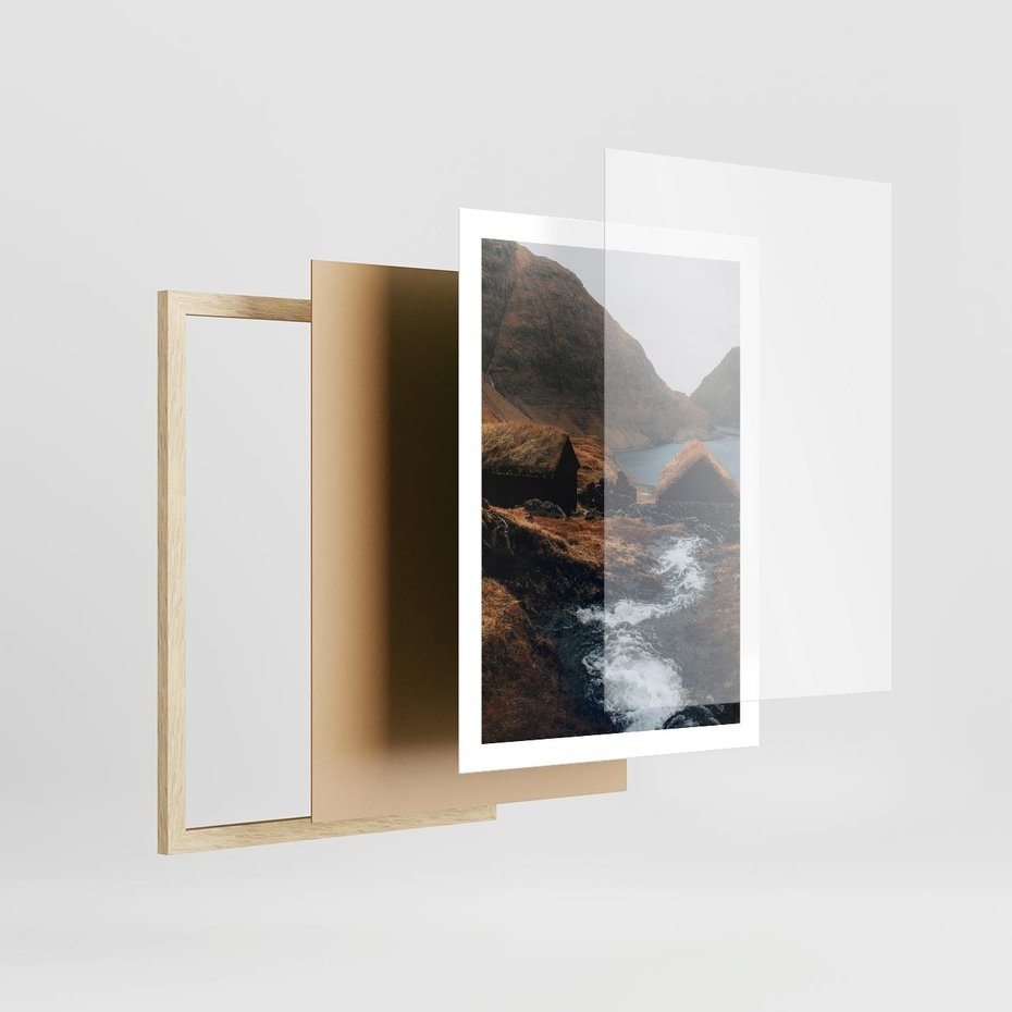 Plakat w ramie 50x70 - Spokój Natury - skandynawski, pejzaż - rama drewno