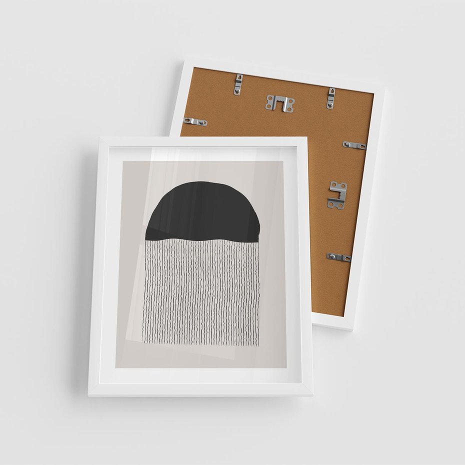 Plakat w ramie 40x50 - Wewnętrzne Widzenia - abstrakcyjna kompozycja, półkole - rama biała