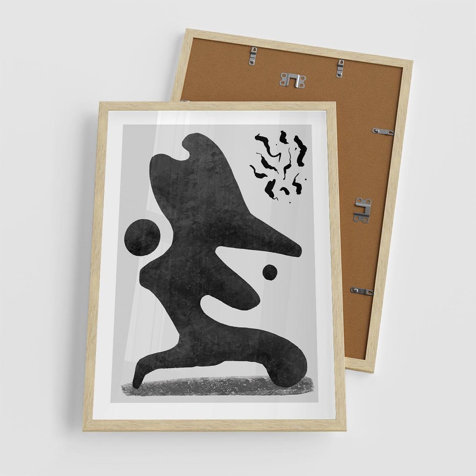 Plakat w ramie 50x70 - Abstrakcja w Monochromii - nowoczesna grafika, abstrakcja - rama drewno