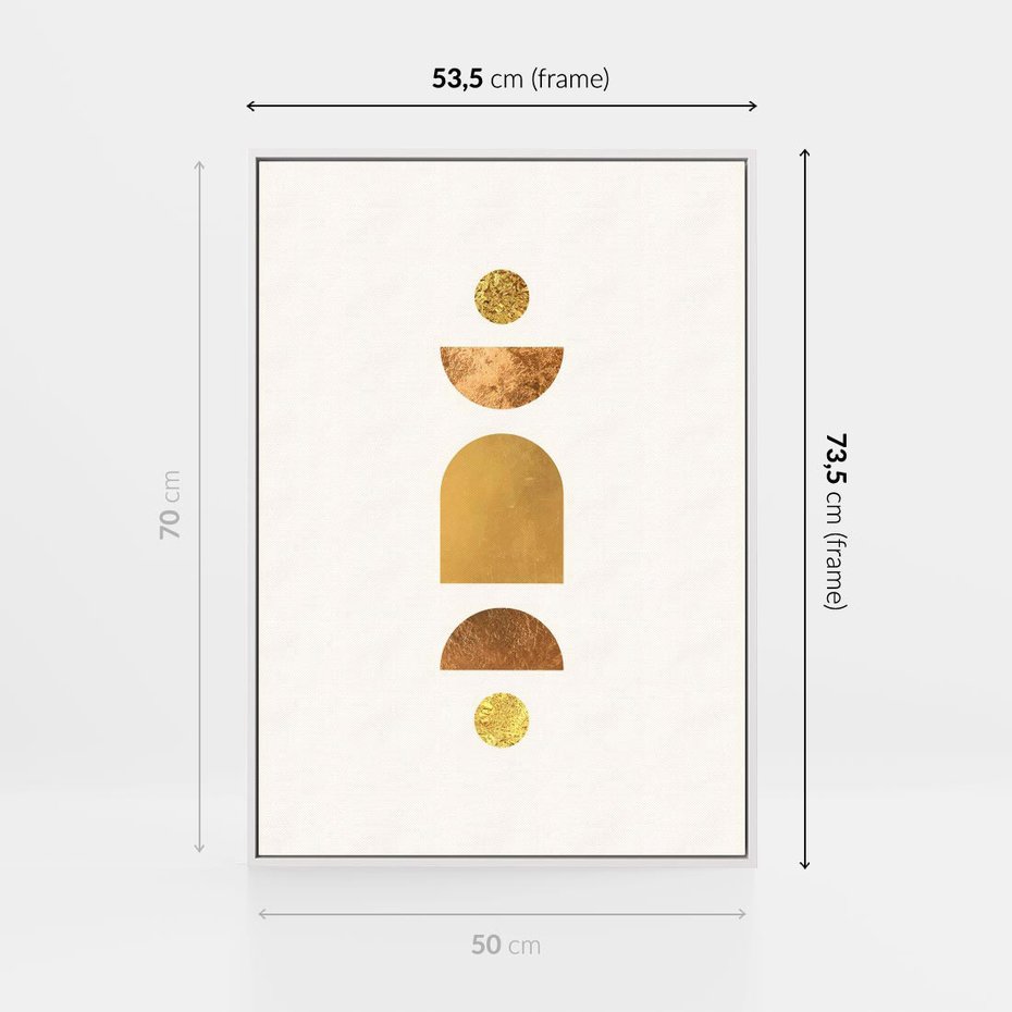 Obraz w ramie 50x70 - Abstrakcyjne Wzory - geometryczne złote kształty, tekstura - rama biała