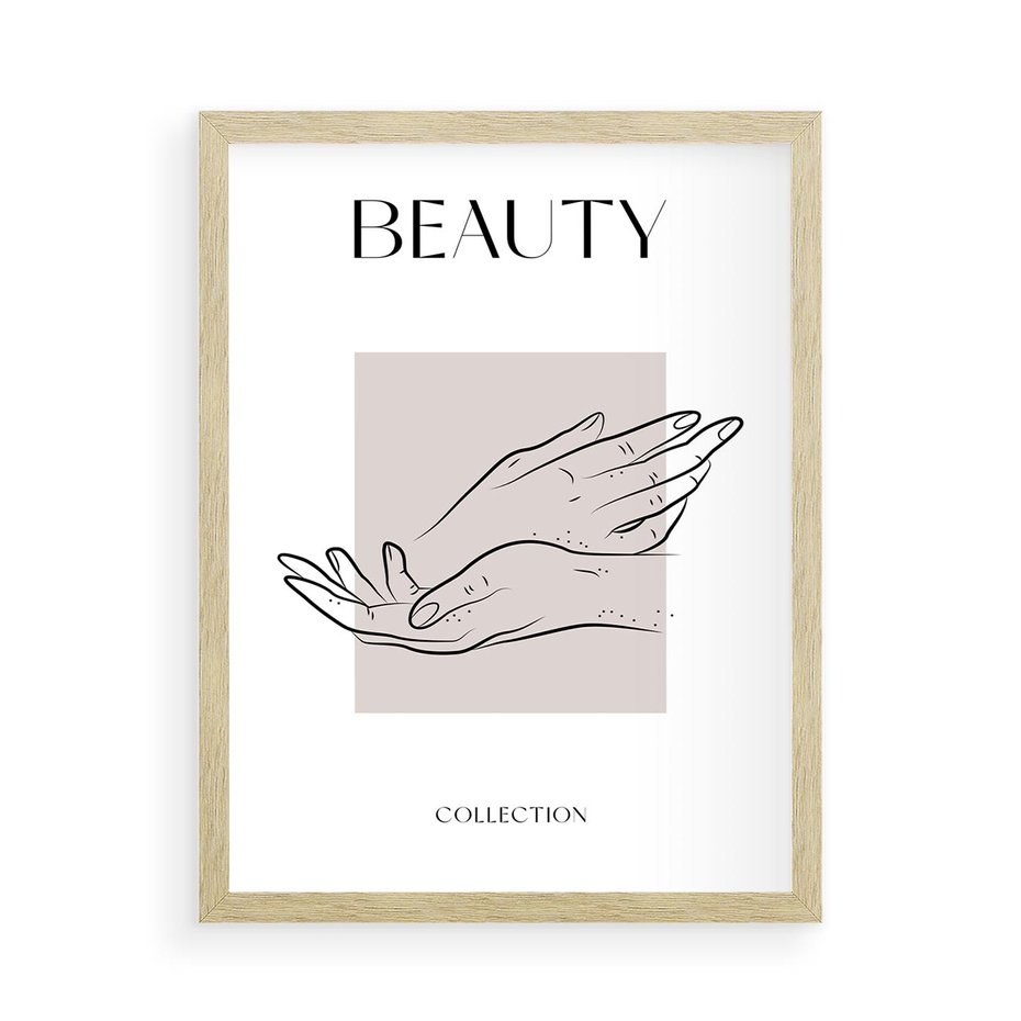 Plakat w ramie 50x70 - Wibracje Nieprzewidywalnych Form - bogo plakat, dłonie - rama drewno