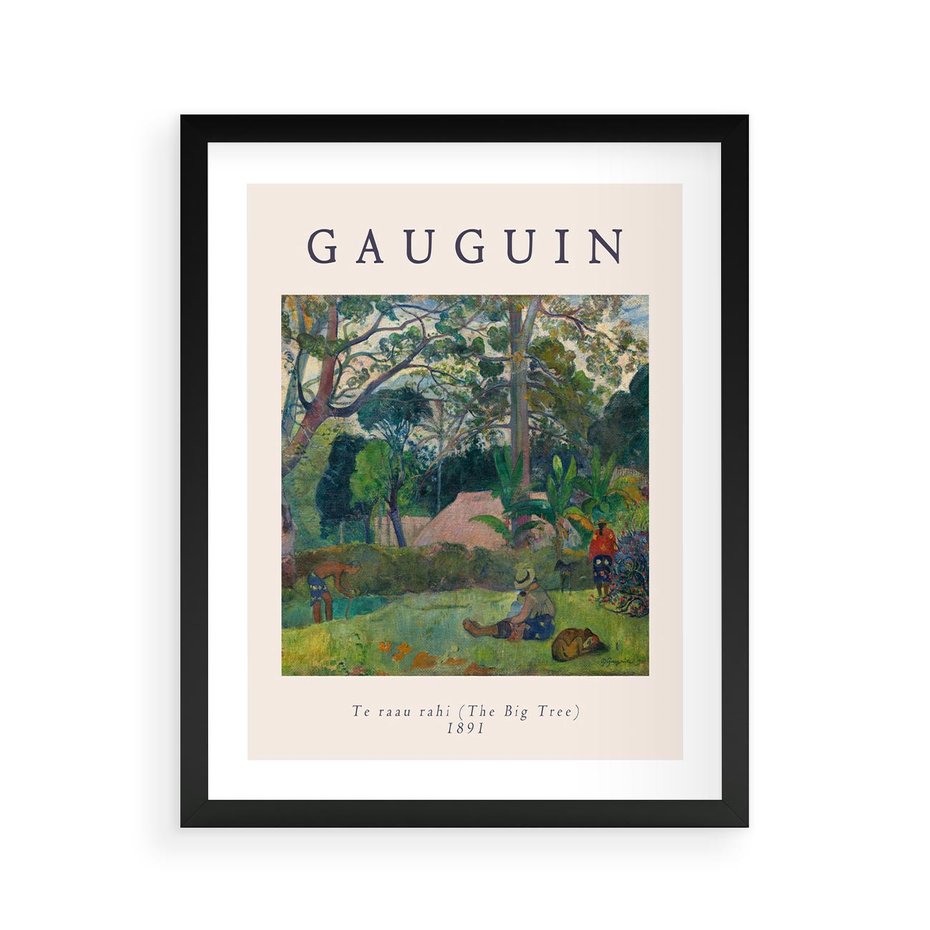 Plakat w ramie 40x50 - Gauguin: Reprodukcja i Typografia - Gauguin, reprodukcja - rama czarna