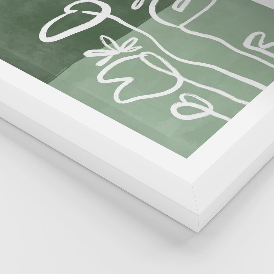 Plakat w ramie 30x40 - Wibracje Naturalnej Równowagi - zielony plakat, roślinne inspiracje - rama biała