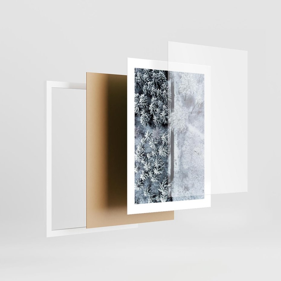 Plakat w ramie 30x40 - Ujęcie Zimowej Szosy - zima, śnieg - rama biała