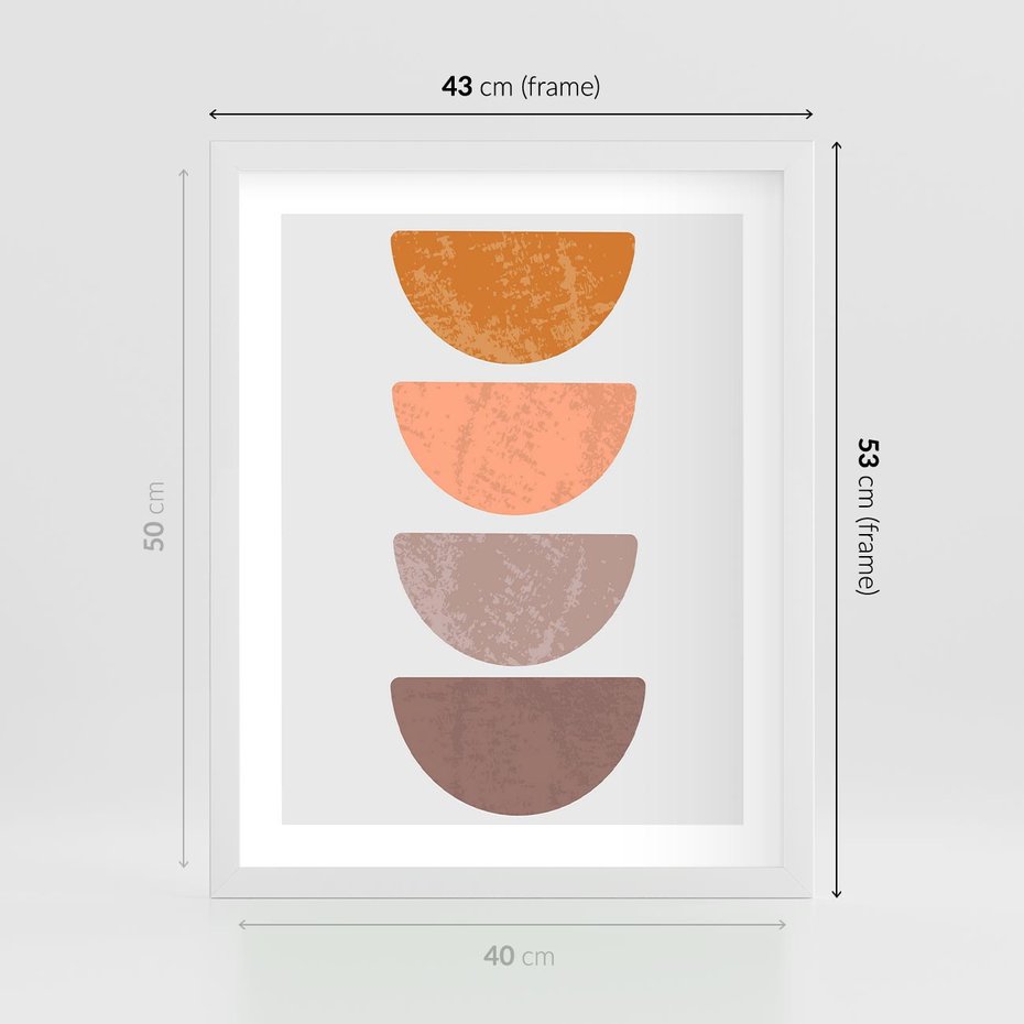 Plakat w ramie 40x50 - Minimalizm i Geometria - minimalistyczny obraz, mid-century styl - rama biała