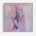 Obraz w ramie 50x50 - Splecione - obraz olejny, pastelowe kolory - rama drewno