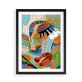 Plakat w ramie 50x70 - Wibracje Kształtów - abstrakcyjny portret kobiety, twarz - rama czarna