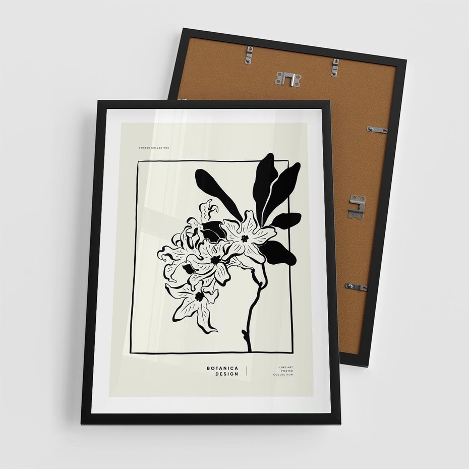 Plakat w ramie 50x70 - Kwiatowe przestrzenie - kwiat, grafika - rama czarna