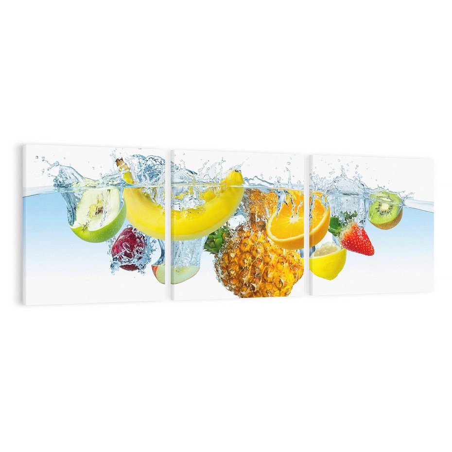 Obraz na płótnie 120x40 - Owoce w tropikalnym klimacie - owoce, woda