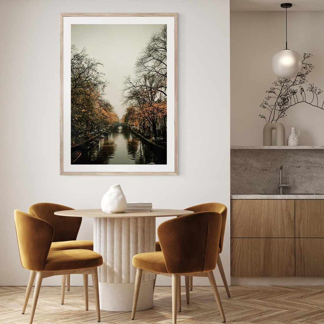 Plakat w ramie 50x70 - Jesienne Spacerki po Holenderskich Kanałach - kanały, Holandia - rama drewno