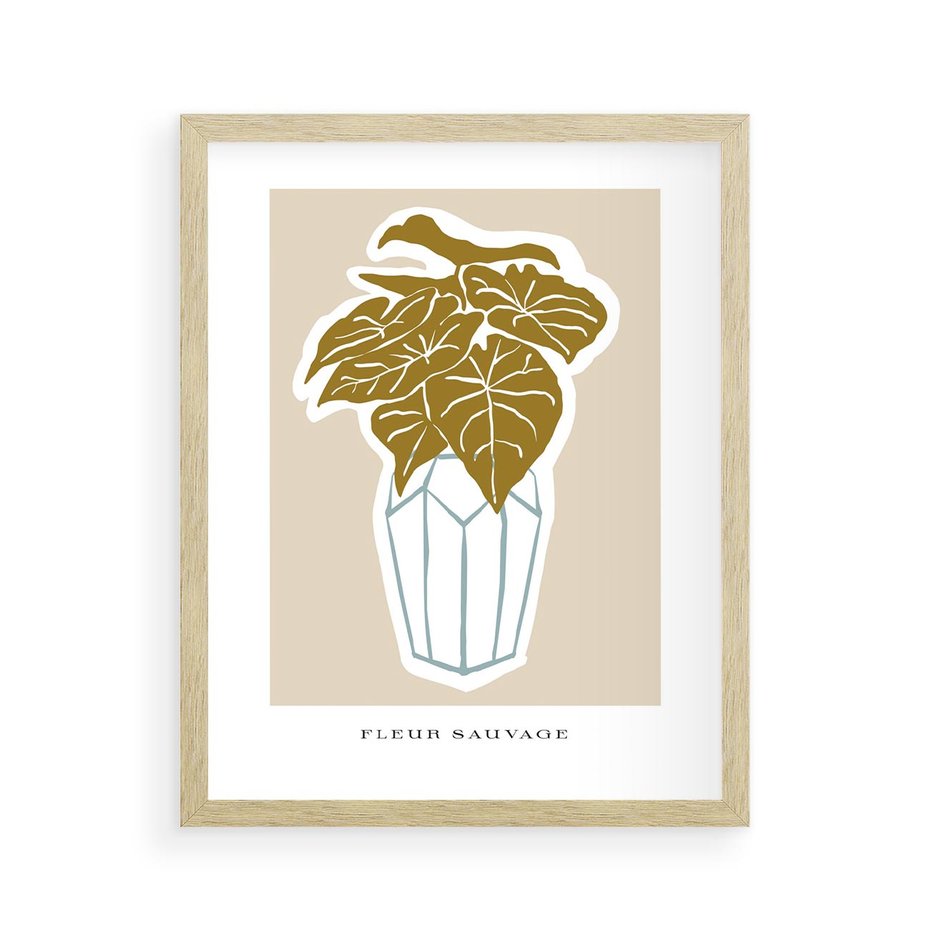 Plakat w ramie 40x50 - Rytmy Nowych Wizji - abstrakcyjne liście, tropikalne w wazonie - rama drewno