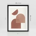 Plakat w ramie 40x50 - Harmonijne Widoki - abstrakcyjne geometryczne kształty, odcienie brązu i beżu - rama czarna