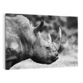 Obraz na płótnie 120x80 - Potęga Afryki - czarno biała fotografia, zbliżenie na postać nosorożca
