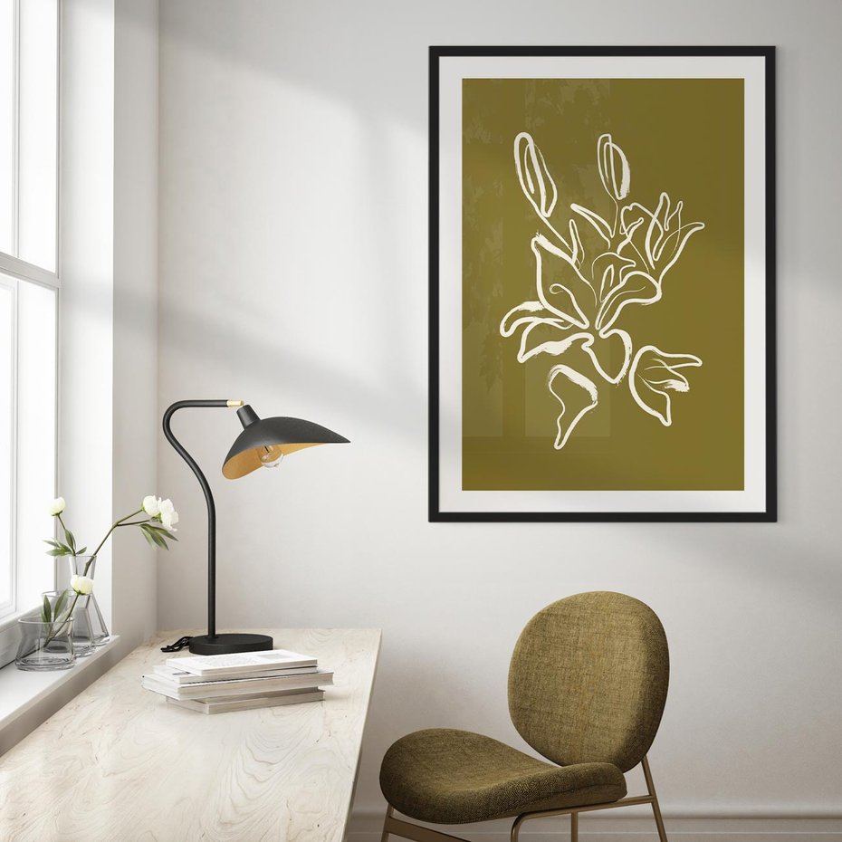 Plakat bez ramy 40x50 - Przenikające Barwy - abstrakcyjna roślina, kwiaty