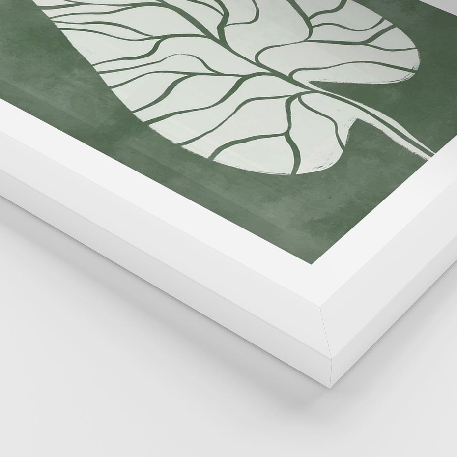 Plakat w ramie 50x70 - Migotliwe Wnętrze Zieleni - zielony plakat, roślinne motywy - rama biała
