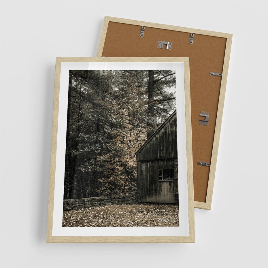 Plakat w ramie 50x70 - Dom w Lesie - chatka w lesie, górski domek - rama drewno