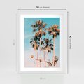 Plakat w ramie 30x40 - Egzotyczna Koszykówka - palmy na tle nieba, koszykówka - rama biała
