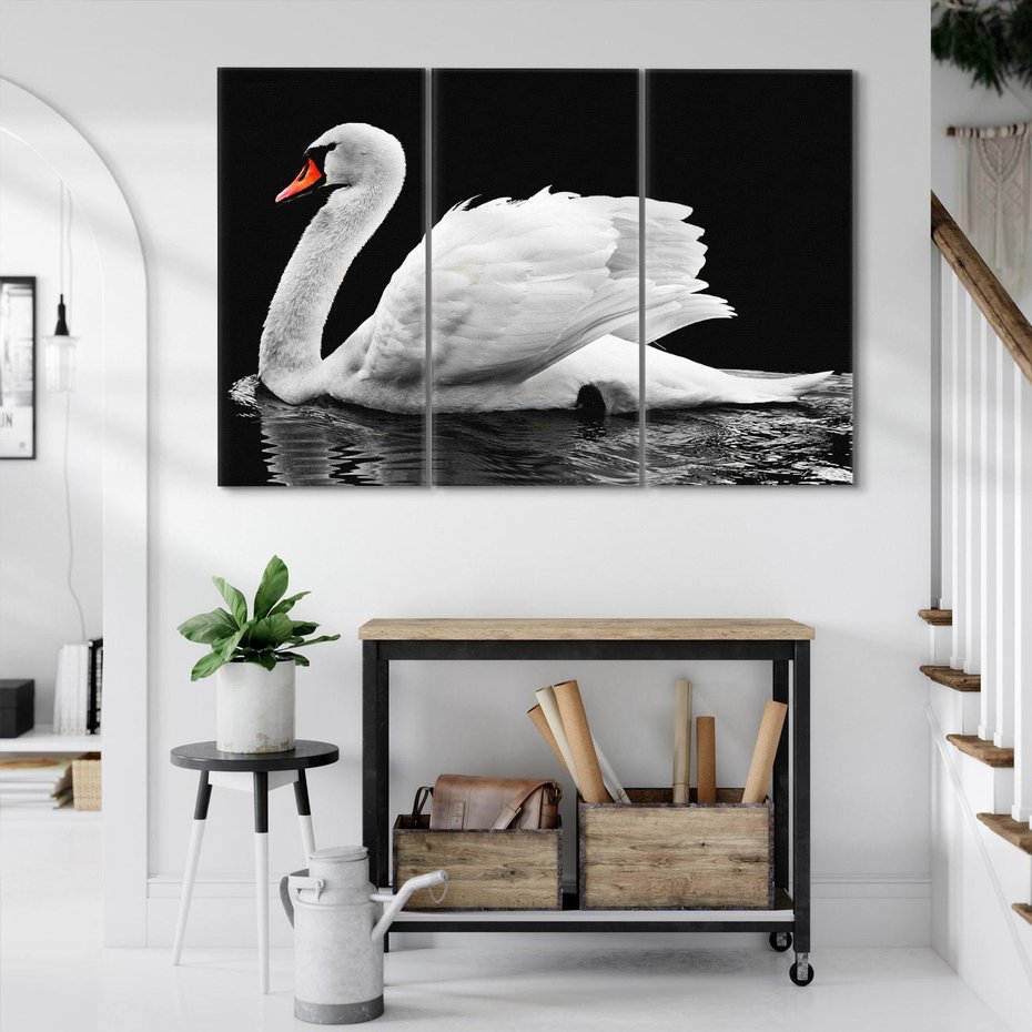 Obraz na płótnie 120x80 - Delikatne Uderzenie Skrzydeł Łabędzia - łabędź, ptak