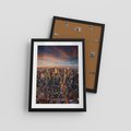 Plakat w ramie 30x40 - Miasto wieżowców w perspektywie - miasto, wieżowce - rama czarna