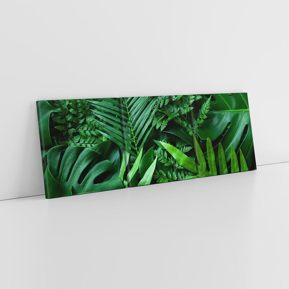 Obraz na płótnie 90x30 - Monstera Liście Fantazja - monstera, liście