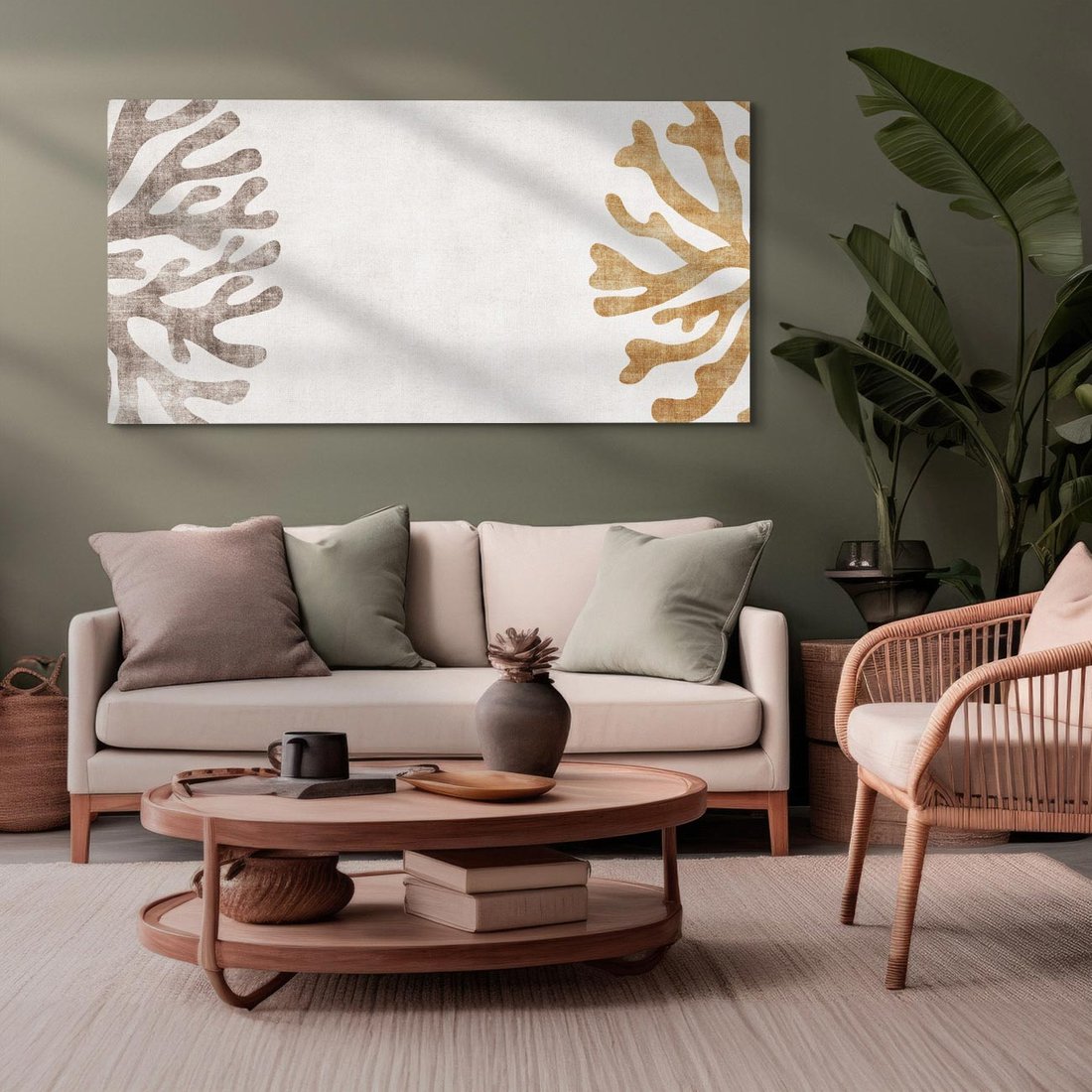 Obraz na płótnie 120x60 - Beżowa Symfonia Rafy - beżowa grafika, tło jak płótno