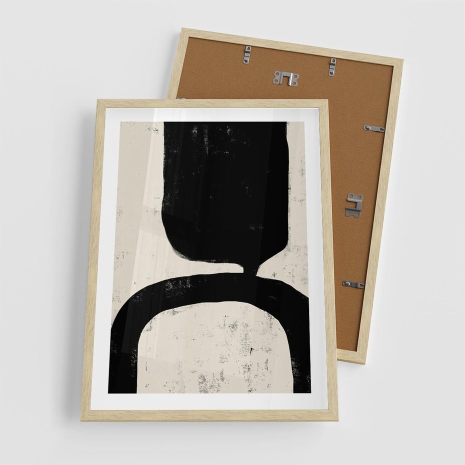 Plakat w ramie 50x70 - Przenikające Plamy - abstrakcyjna sztuka, minimalizm - rama drewno