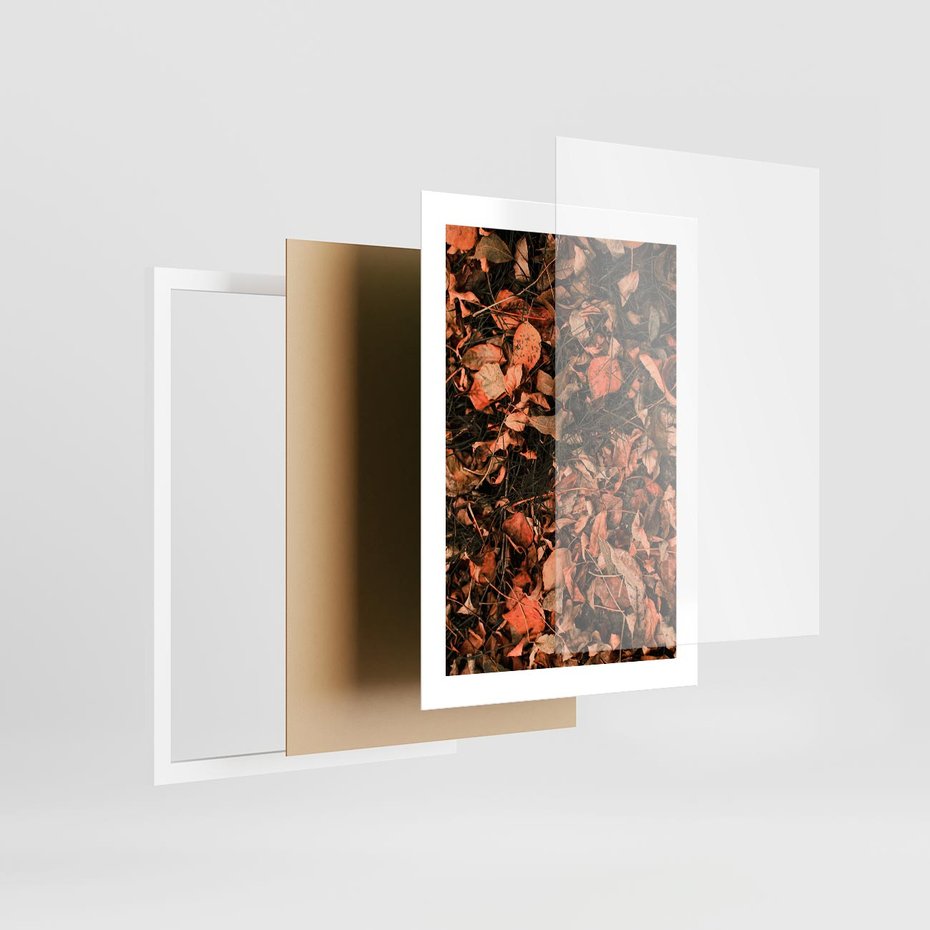 Plakat w ramie 30x40 - Jesienny Splot: Pomarańczowe Liście - liście, pomarańczowe suche liście - rama biała