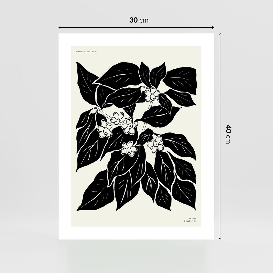 Plakat bez ramy 30x40 - Ruchome szkicowe odbicia - czarno biała grafika, roślinność