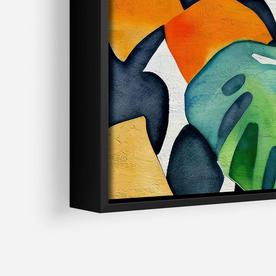 Obraz w ramie 70x50 - Tropikalne Pragnienia - akwarela, liście tropikalne - rama czarna